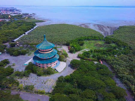 Chinese Pagoda standing on sea side