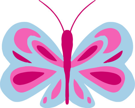 A pink and blue butterfly on a white background. Illustrations vectorのイラスト素材