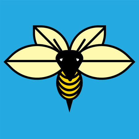 Vector image of a bee on a light blue backgroundのイラスト素材