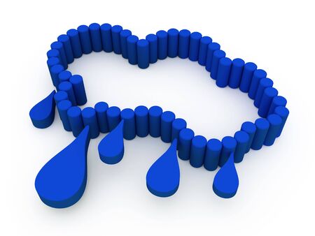 Rainy cloud icon. Isolated object on a white background. High quality 3d renderの写真素材