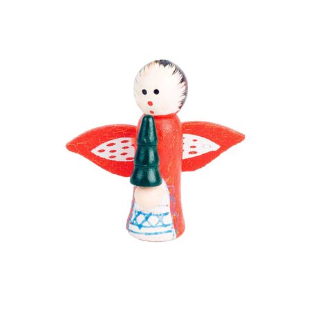 Wood angel with wings. Christmas toyの写真素材