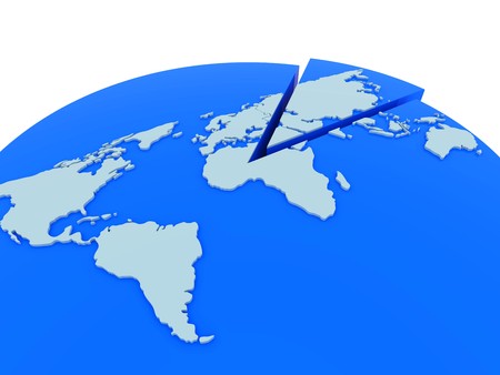  3d illustration of a world chart on a white backgroundの写真素材