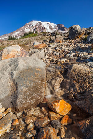 Rocky landscape at Mount Rainier National Park, Washingtonの写真素材