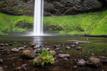 South Falls at Silver Falls State Park in Oregon. The park, which is the largest state park in Oregon, boasts many of the most beautiful waterfalls found in the state.の写真素材