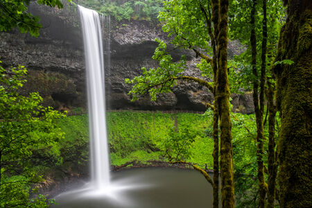 South Falls at Silver Falls State Park in Oregon. The park, which is the largest state park in Oregon, boasts many of the most beautiful waterfalls found in the state.の写真素材