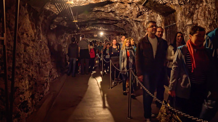 Tourists walk through the tunnels of Hoover Dam's powerplantのeditorial素材