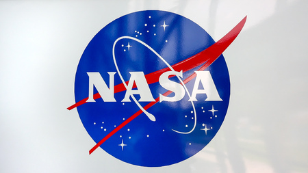 NASA emblem at the Kennedy Space Center Visitors Complex in Cape Canaveral, Floridaのeditorial素材