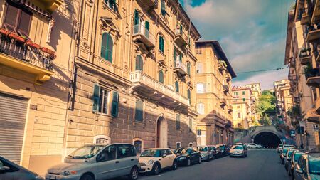 LA SPEZIA, ITALY - NOVEMBER 13th: Street and buildings in city of La Spezia, Italy on November 13th, 2017のeditorial素材
