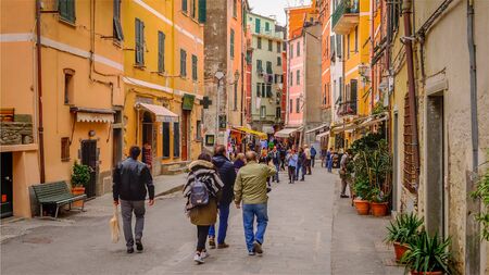 VERNAZZA, ITALY - NOVEMBER 14th: Cinque Terre fishing village of Vernazza in La Spezia, Italy on November 14th, 2017のeditorial素材