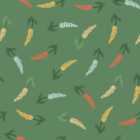 Cute botanical pattern. Seamless background in doodle styleのイラスト素材