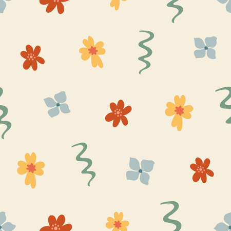 Seamless pattern with abstract shapes. Simple colored doodles.のイラスト素材