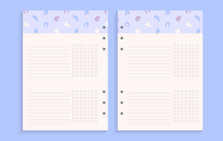 Page template for weekly planning, important dates or notes, .wavy figures.のイラスト素材