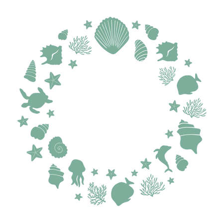 Creative circular frame, minimalist round composition, .billowy linesのイラスト素材