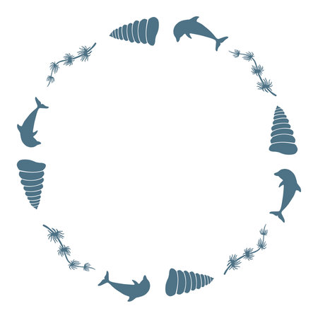 Abstract round composition, minimalist doodle wreath, .flowing figuresのイラスト素材