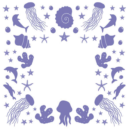 Minimalist card template, colorful frame design, .biomorphic shapesのイラスト素材