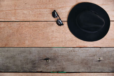 Lay flat holiday fashion background on  wooden table Horizontal frame for spa or wellness concept....