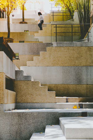 Stairs leading upward, architectural composition with modern and contempolary minimal style.の写真素材