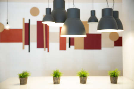 Blur of Modern and industrial style lamps decorated in a modern style. Modern interior design.の写真素材