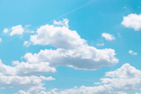 Beautiful day with blue sky and clouds in summer. Background usesage.の写真素材