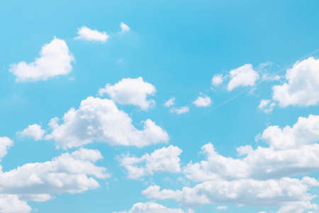 Beautiful day with blue sky and clouds in summer. Background usesage.の写真素材