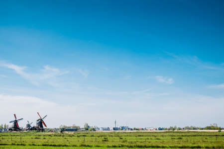 Windmills and sky of the Netherlandsの写真素材