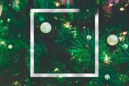Christmas holiday background with White Paper Frame. Flat Layの写真素材