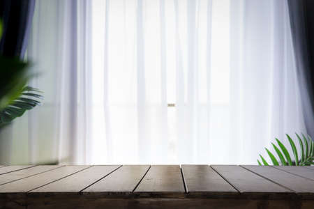 Blur background of white window glass. Using for Mock up template for craft display of your design.の写真素材