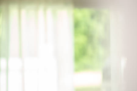 blur curtain with window green garden from background. For montage product display.の写真素材