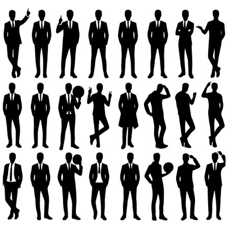 Businessman Silhouettes. Vector Illustration on white background.のイラスト素材