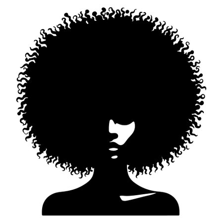 silhouette of a girl with afro hair on a white backgroundのイラスト素材