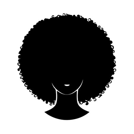 Silhouette of a woman with afro hairstyle. Vector illustrationのイラスト素材