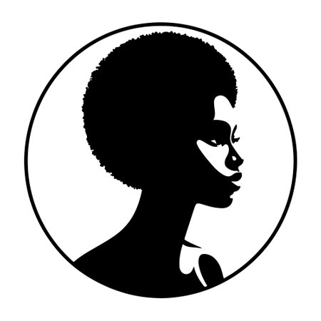 Silhouette of a black woman with afro hairstyle.のイラスト素材