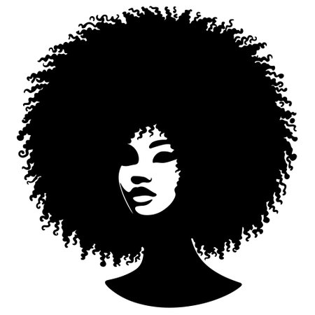 Beautiful black woman with afro hairstyle. Vector illustration.のイラスト素材