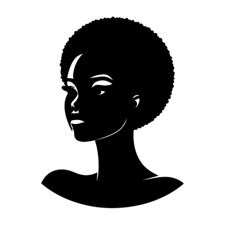 Portrait of beautiful black woman with afro hairstyle. Vector illustrationのイラスト素材