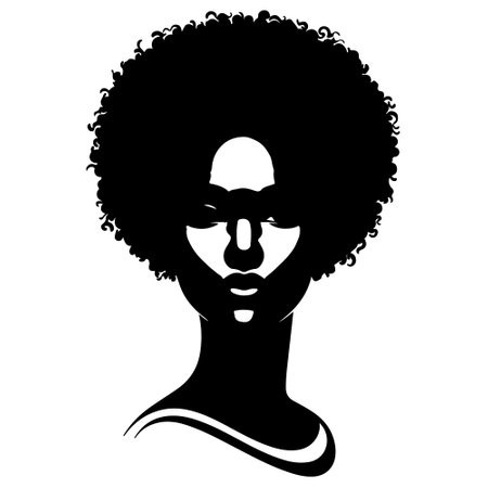 Beautiful black woman with afro hairstyle. Vector illustration.のイラスト素材