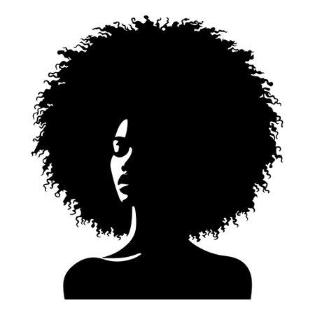 Silhouette of a young woman with afro hairstyle.のイラスト素材