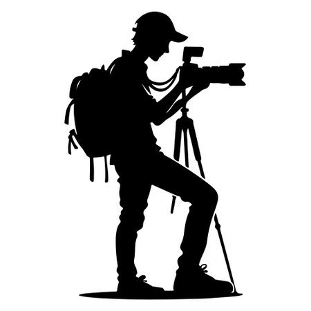 Photographer.Vector illustration ready for vinyl cutting. Vinyl-ready.のイラスト素材