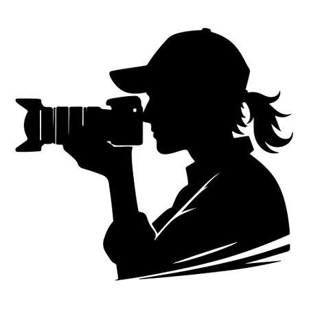 Photographer with a camera on a white background. Vector illustration.のイラスト素材