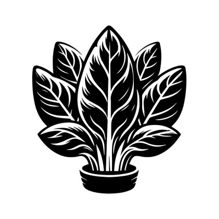 leafs plant in pot isolated icon vector illustration design vector illustration designのイラスト素材