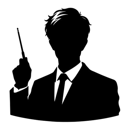Vector silhouette of a man in a business suit on a white background.のイラスト素材