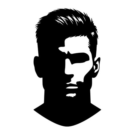 Man face silhouette. Vector illustration of a man with a haircut.のイラスト素材