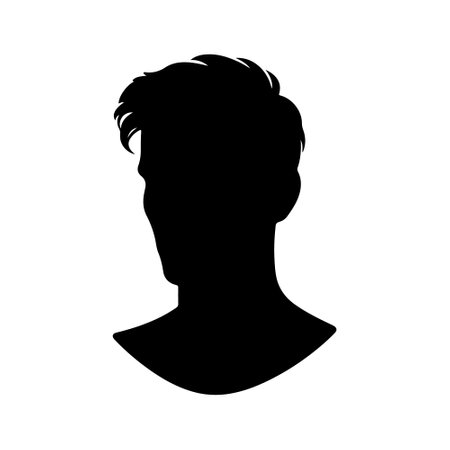 Vector Silhouette of Man's Head on a White Background.のイラスト素材