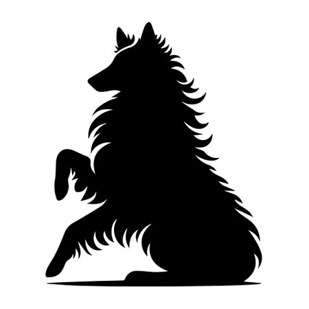 Silhouette of a dog sitting on a white background. Vector illustrationのイラスト素材