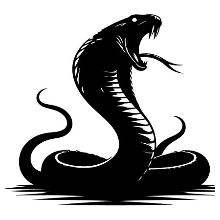 Black silhouette of a snake on a white background. Vector illustration.