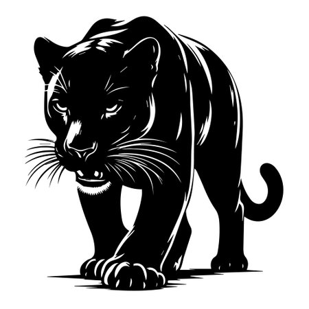 black panther on a white background, vector illustration, epsのイラスト素材