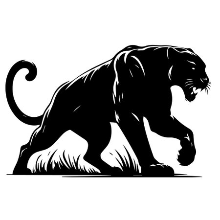 Vector image of a tiger on a white background. Side view.のイラスト素材