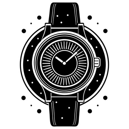 Wristwatch black and white vector illustration isolated on white background.のイラスト素材