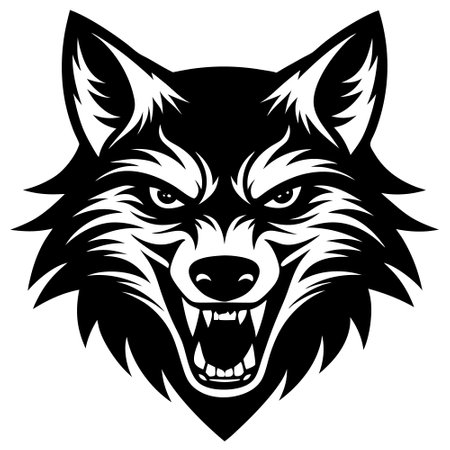 Wolf Mascot. Vector illustration ready for vinyl cutting. Isolated on white background.のイラスト素材