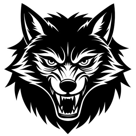 Wolf Head Mascot. Vector illustration ready for vinyl cutting.のイラスト素材
