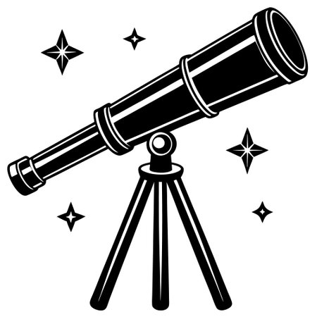 Telescope on a tripod. Vector illustration isolated on white background.のイラスト素材